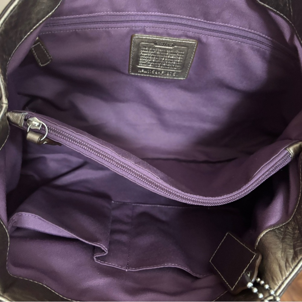 Coach Y2K M1159-F18751 SoHo Large Metallic Bronze Leather Buckle Flap Hobo EUC - Picture 9 of 13